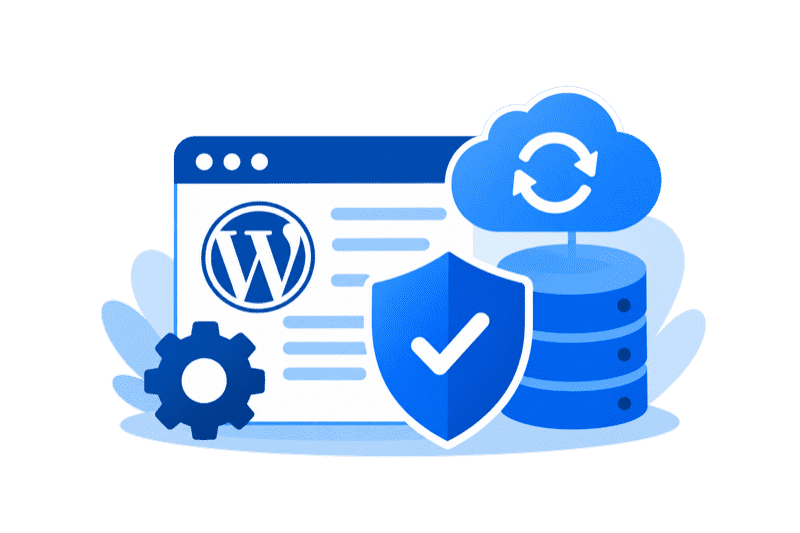 WordPress-Betreuung mit Schutzschild, Backup und Datenbank