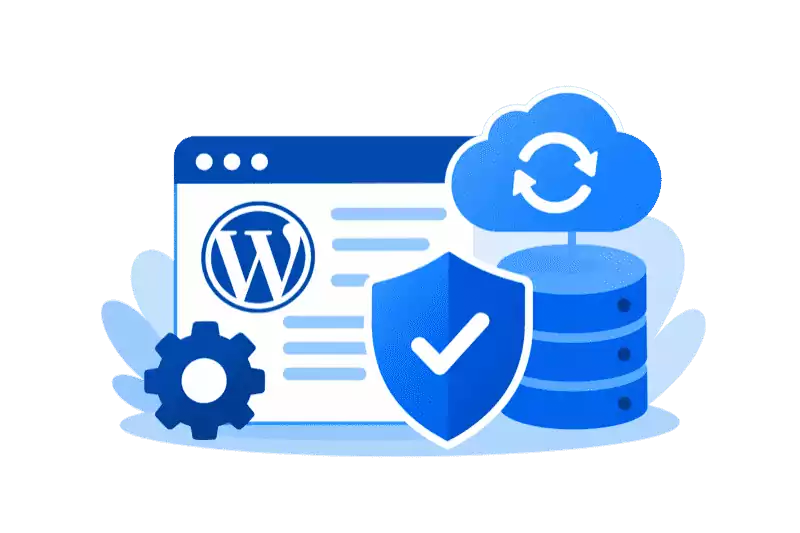 WordPress-Betreuung mit Schutzschild, Backup und Datenbank