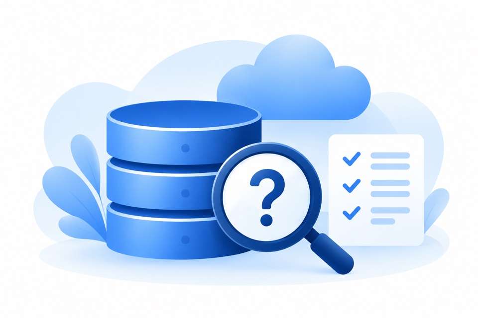 Backup-Datenbank mit Cloud und Fragezeichen